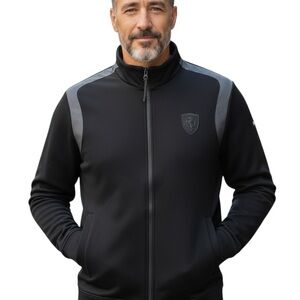 Scuderia Ferrari Black and Gray Bomber Jacket